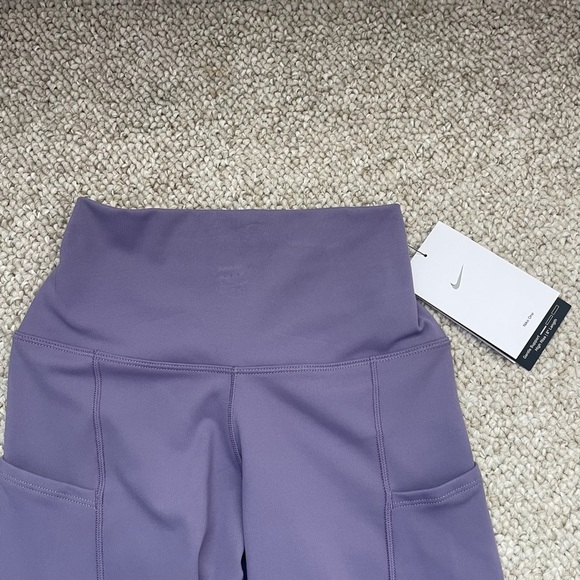 Nike Dri-Fit One High Waisted 8” Purple Biker Shorts With Pockets Sz XS NWT - Picture 2 of 8